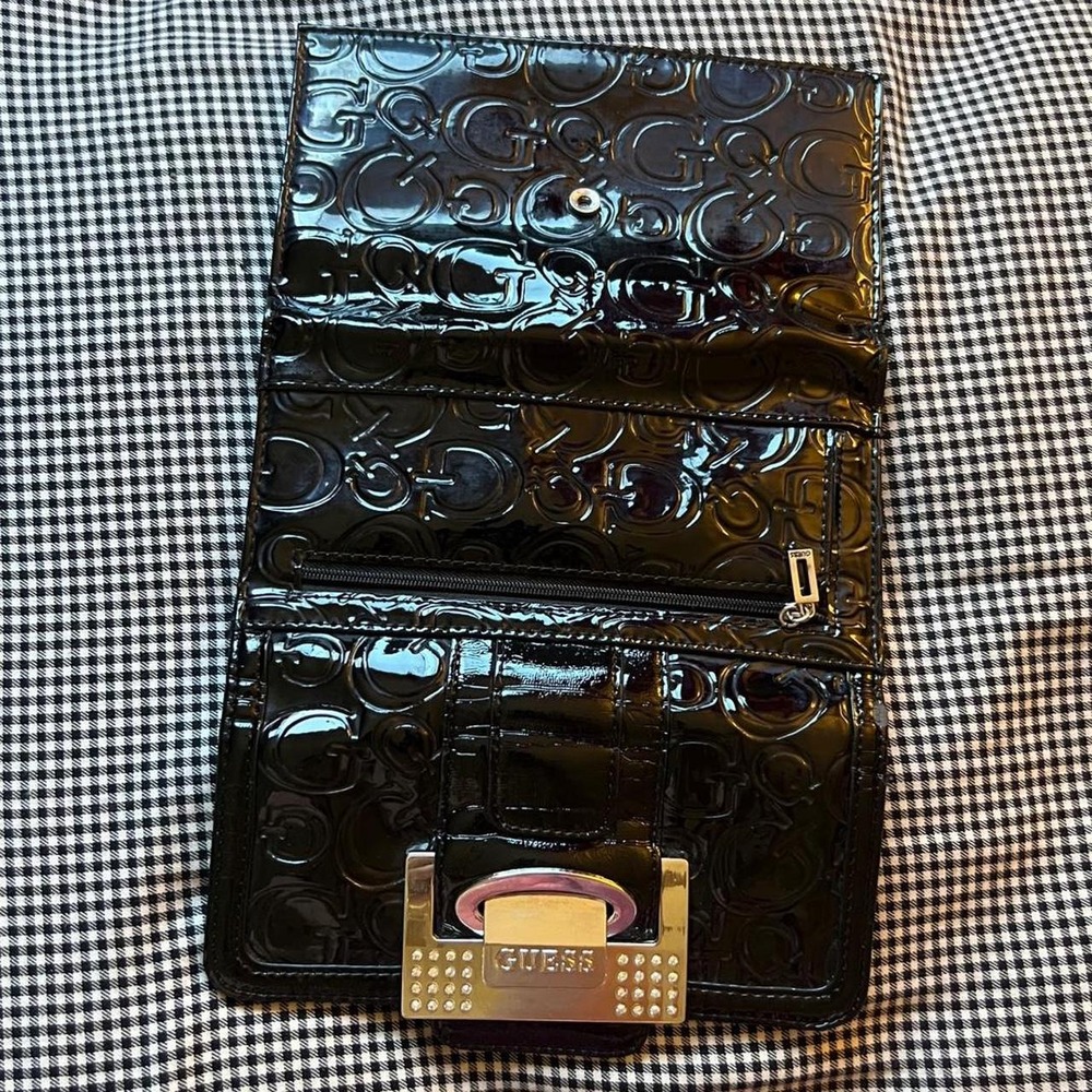 GUESS Patent Monogram Rhinestone Wallet - Picture 6 of 6